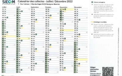 SIEOM – Calendrier des collectes – 1er semestre 2023